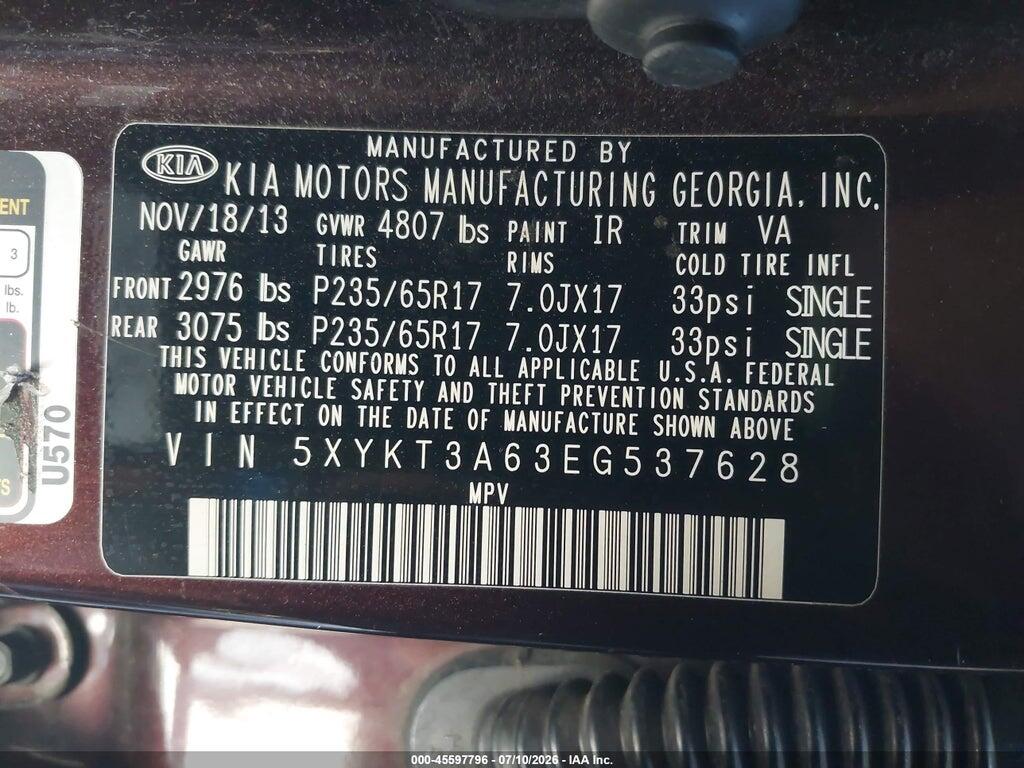 5XYKT3A63EG537628 2014 KIA SORENTO photo no. 9