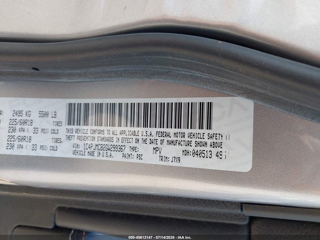 1C4PJMCB2GW299367 2016 JEEP CHEROKEE photo no. 9