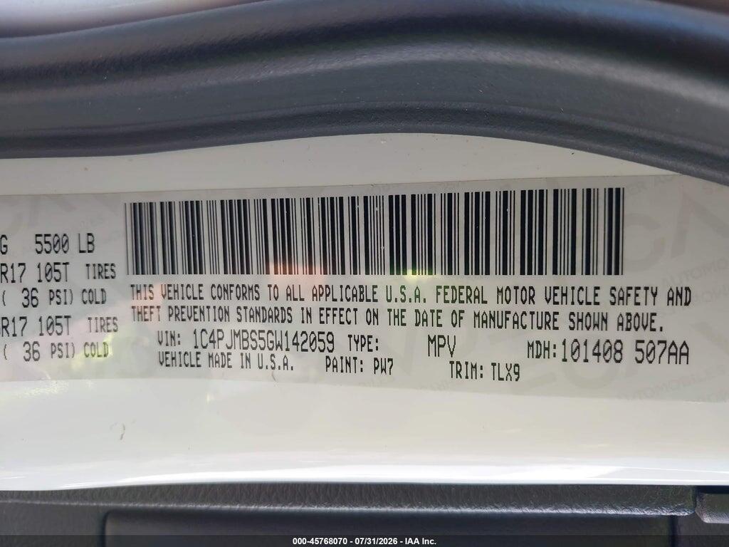 1C4PJMBS5GW142059 2016 JEEP CHEROKEE photo no. 9