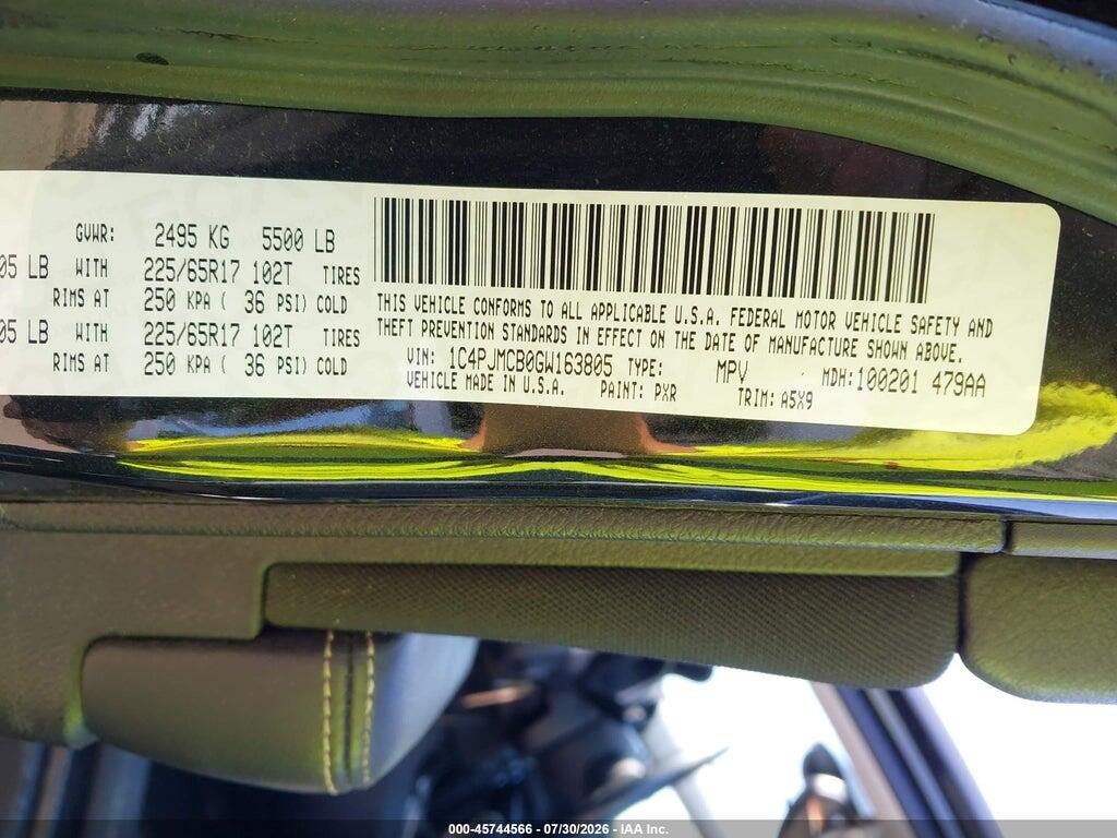1C4PJMCB0GW163805 2016 JEEP CHEROKEE photo no. 9