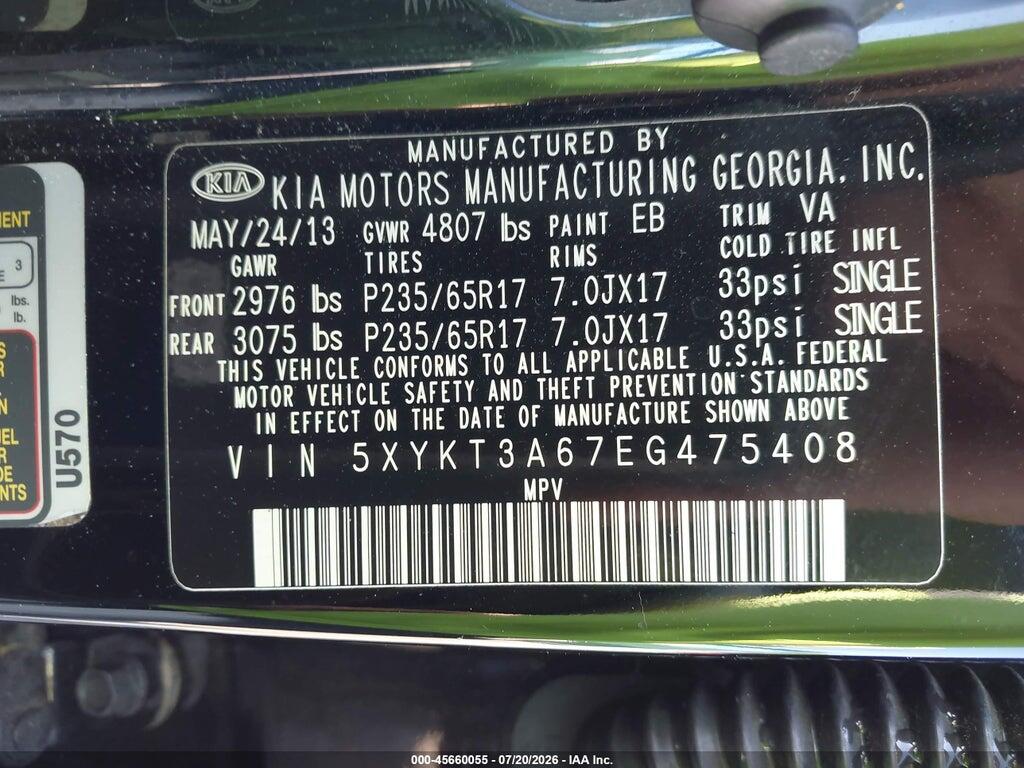 5XYKT3A67EG475408 2014 KIA SORENTO photo no. 9