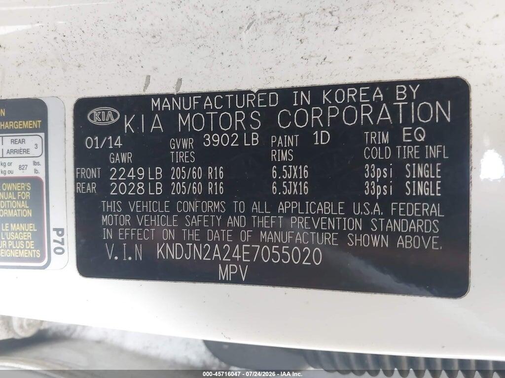 KNDJN2A24E7055020 2014 KIA SOUL photo no. 9
