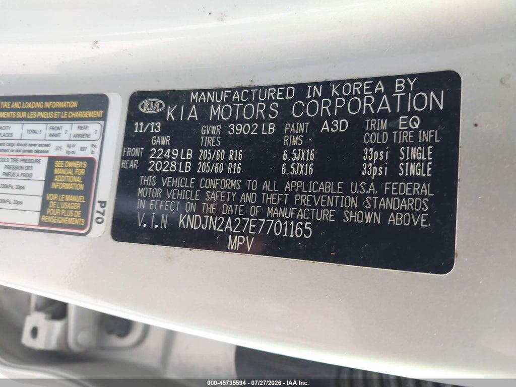 KNDJN2A27E7701165 2014 KIA SOUL photo no. 9