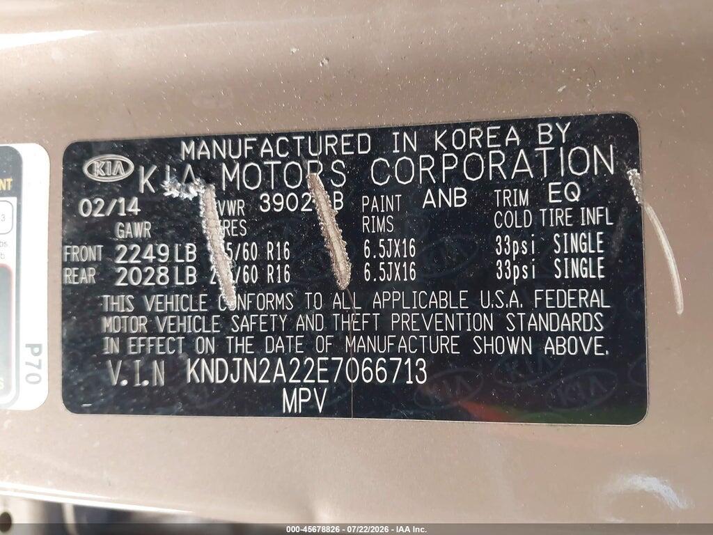 KNDJN2A22E7066713 2014 KIA SOUL photo no. 9