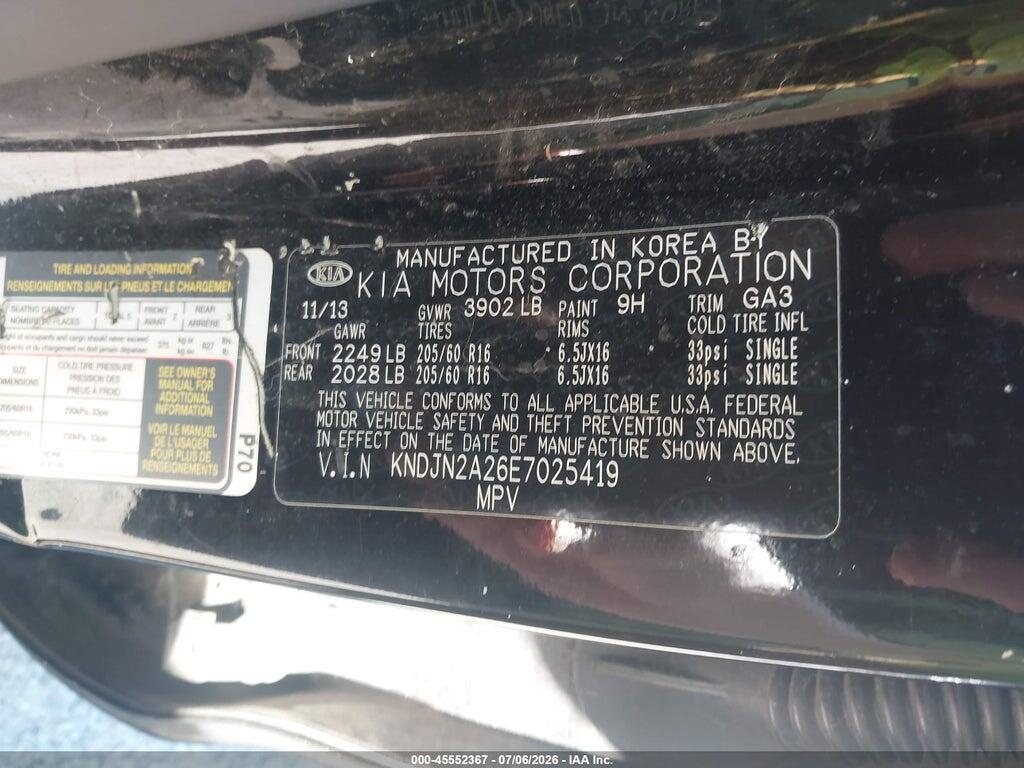 KNDJN2A26E7025419 2014 KIA SOUL photo no. 9