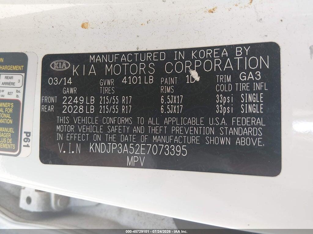 KNDJP3A52E7073395 2014 KIA SOUL photo no. 9