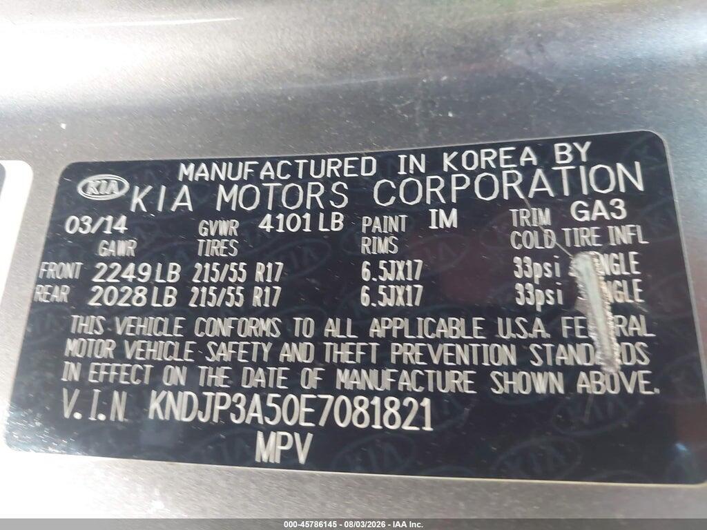 KNDJP3A50E7081821 2014 KIA SOUL photo no. 9