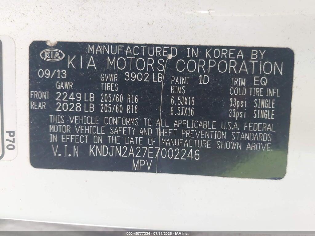 KNDJN2A27E7002246 2014 KIA SOUL photo no. 9