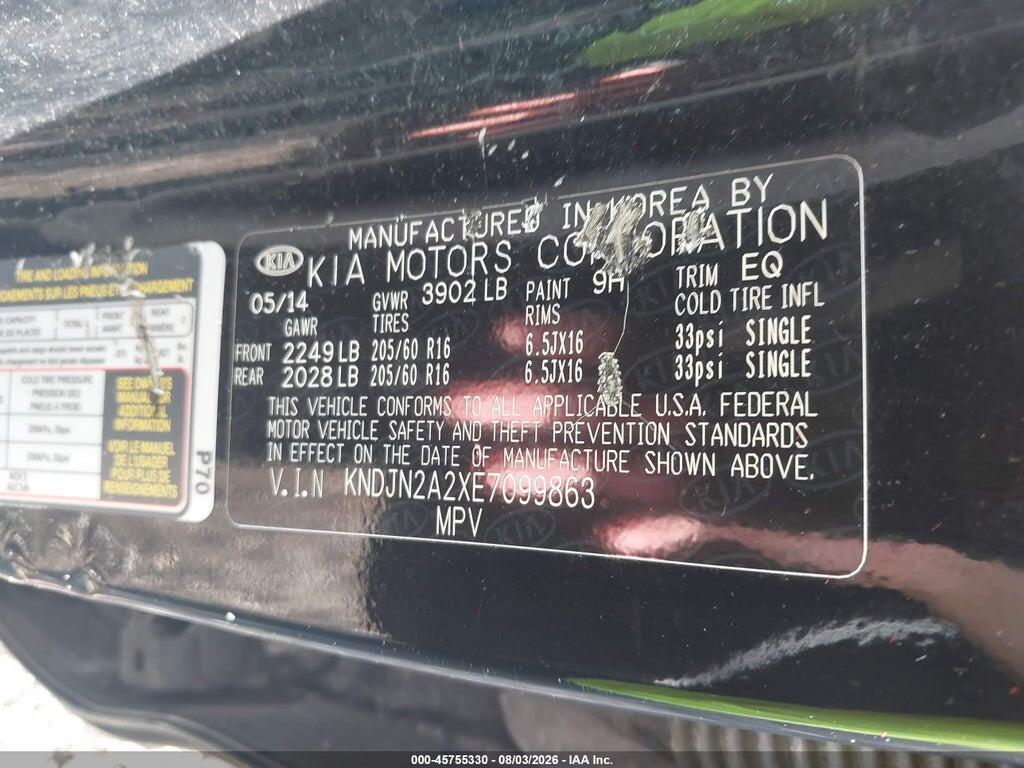 KNDJN2A2XE7099863 2014 KIA SOUL photo no. 9