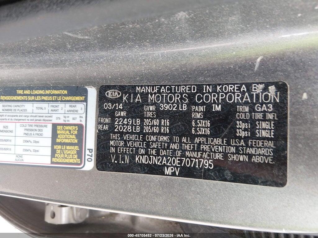 KNDJN2A20E7071795 2014 KIA SOUL photo no. 9