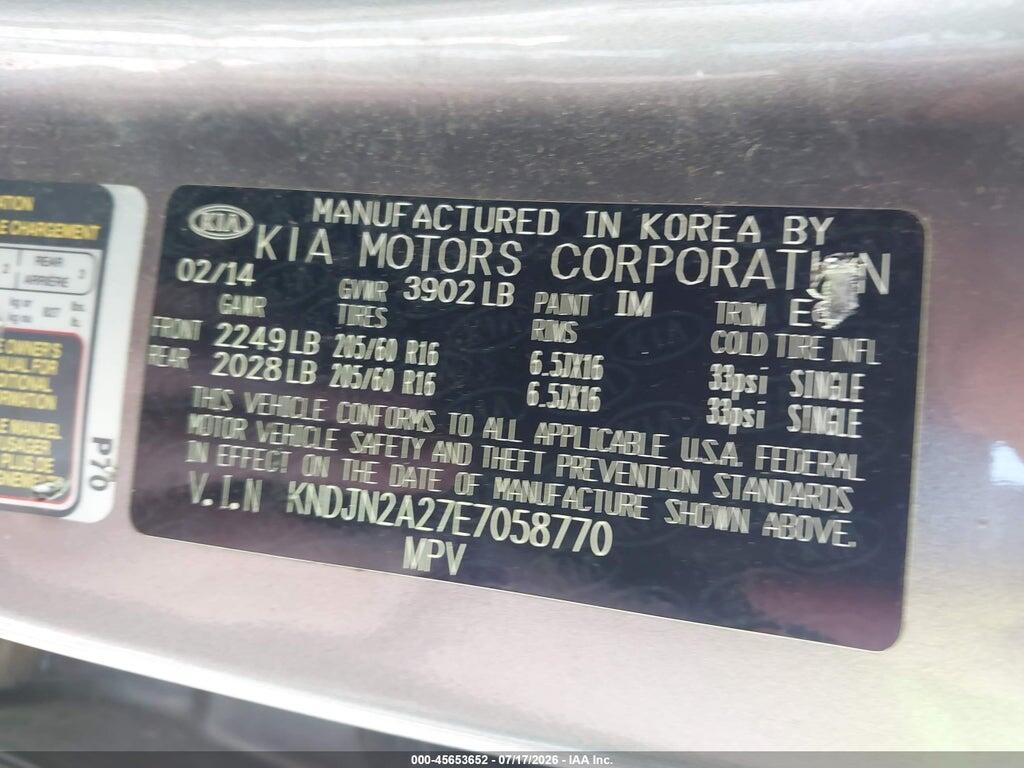KNDJN2A27E7058770 2014 KIA SOUL photo no. 9