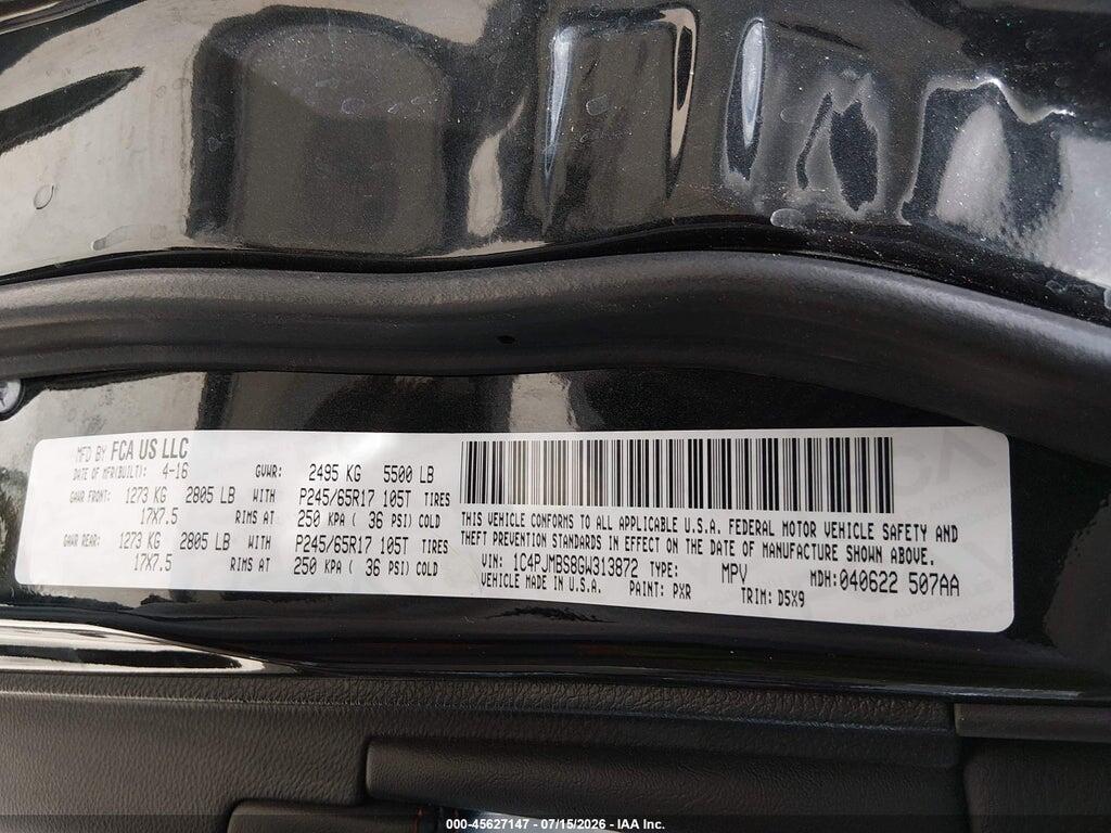 1C4PJMBS8GW313872 2016 JEEP CHEROKEE photo no. 9