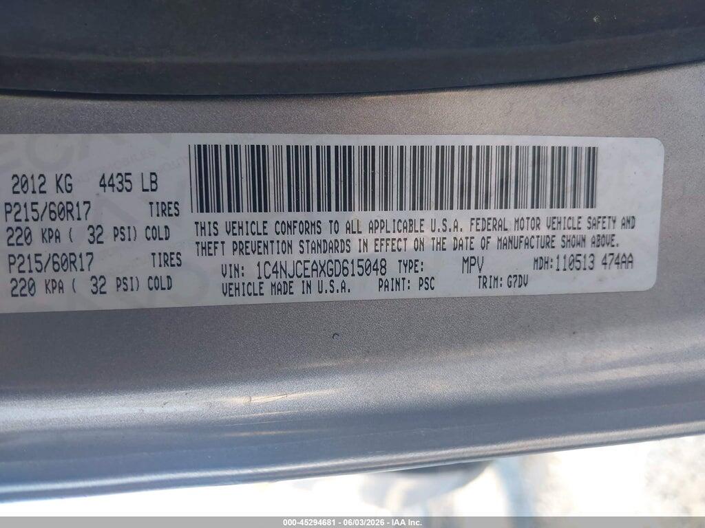 1C4NJCEAXGD615048 2016 JEEP COMPASS photo no. 9
