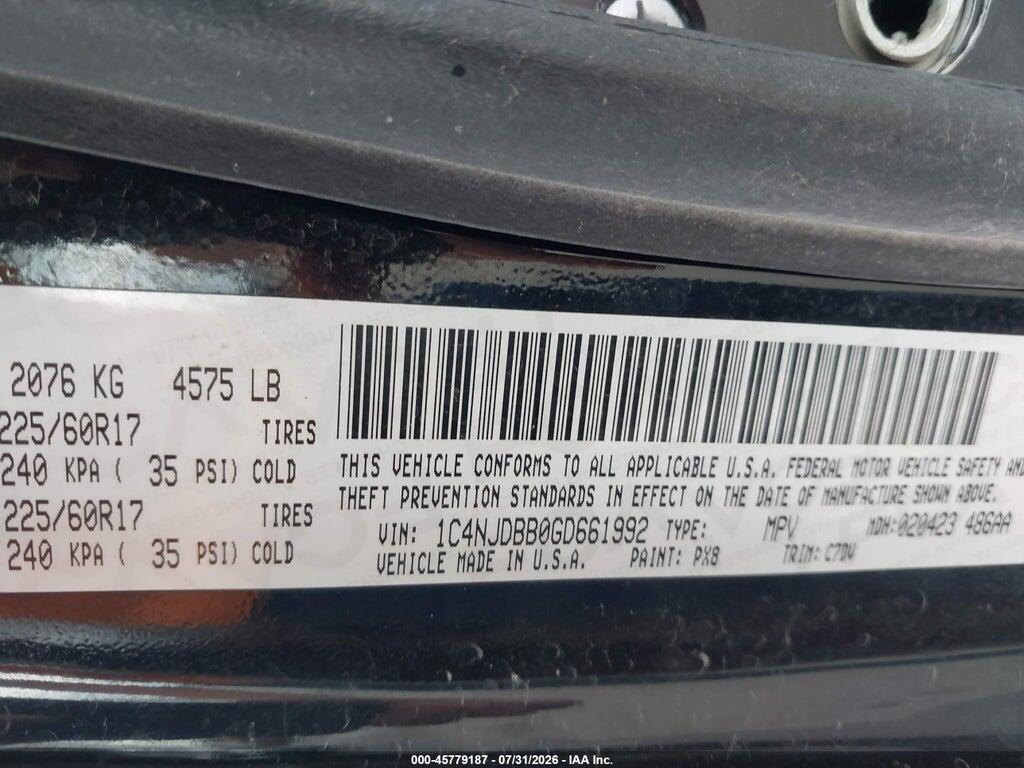 1C4NJDBB0GD661992 2016 JEEP COMPASS photo no. 9