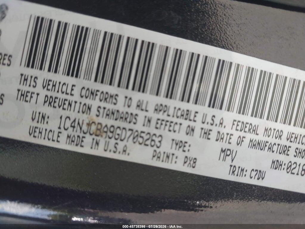 1C4NJCBA9GD705263 2016 JEEP COMPASS photo no. 9