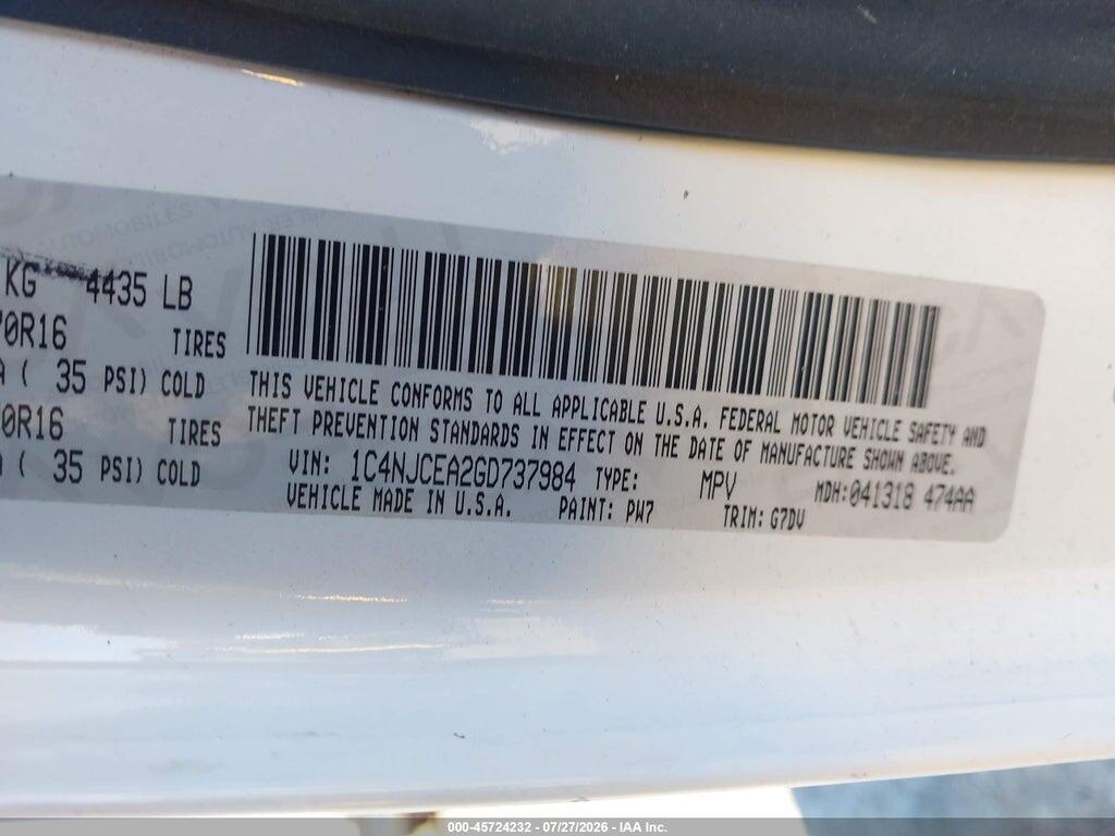 1C4NJCEA2GD737984 2016 JEEP COMPASS photo no. 9