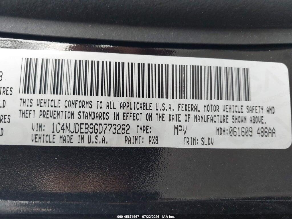 1C4NJDEB9GD773282 2016 JEEP COMPASS photo no. 9