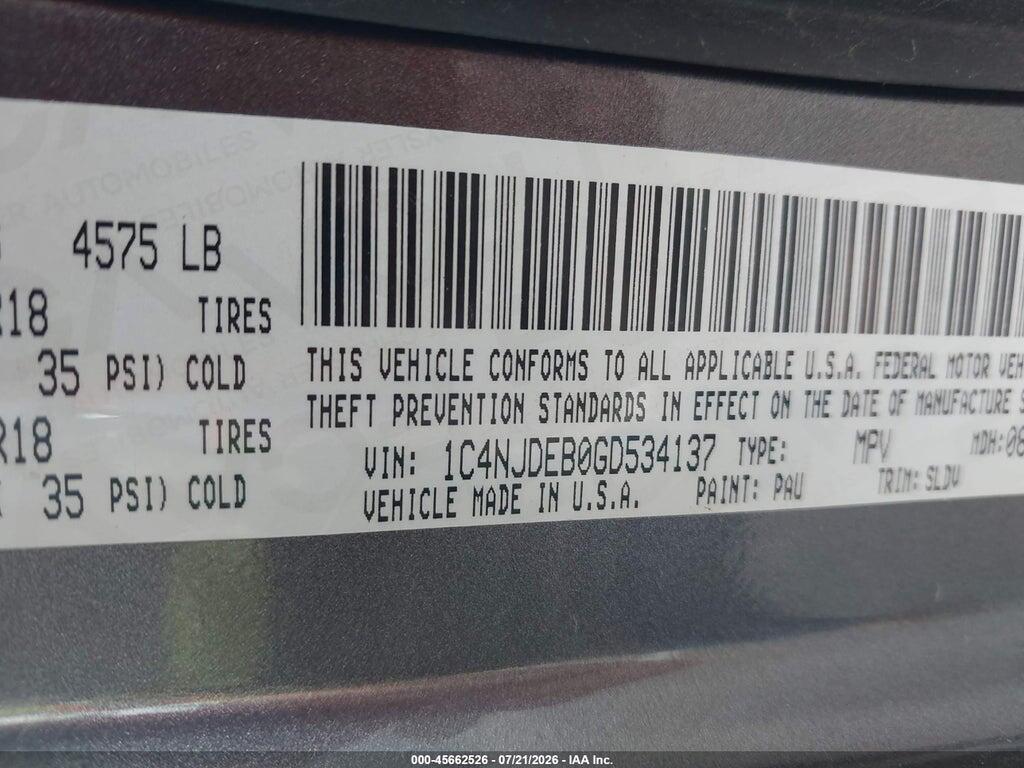 1C4NJDEB0GD534137 2016 JEEP COMPASS photo no. 9