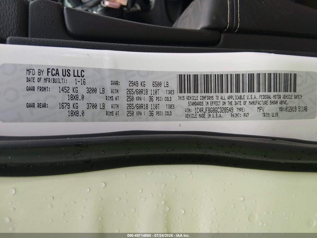 1C4RJFBG8GC328549 2016 JEEP GRAND CHEROKEE photo no. 9