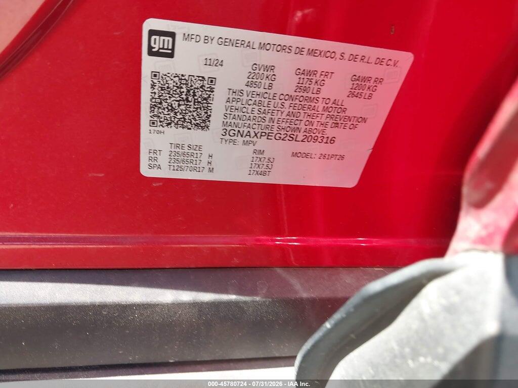 3GNAXPEG2SL209316 2025 CHEVROLET EQUINOX photo no. 9