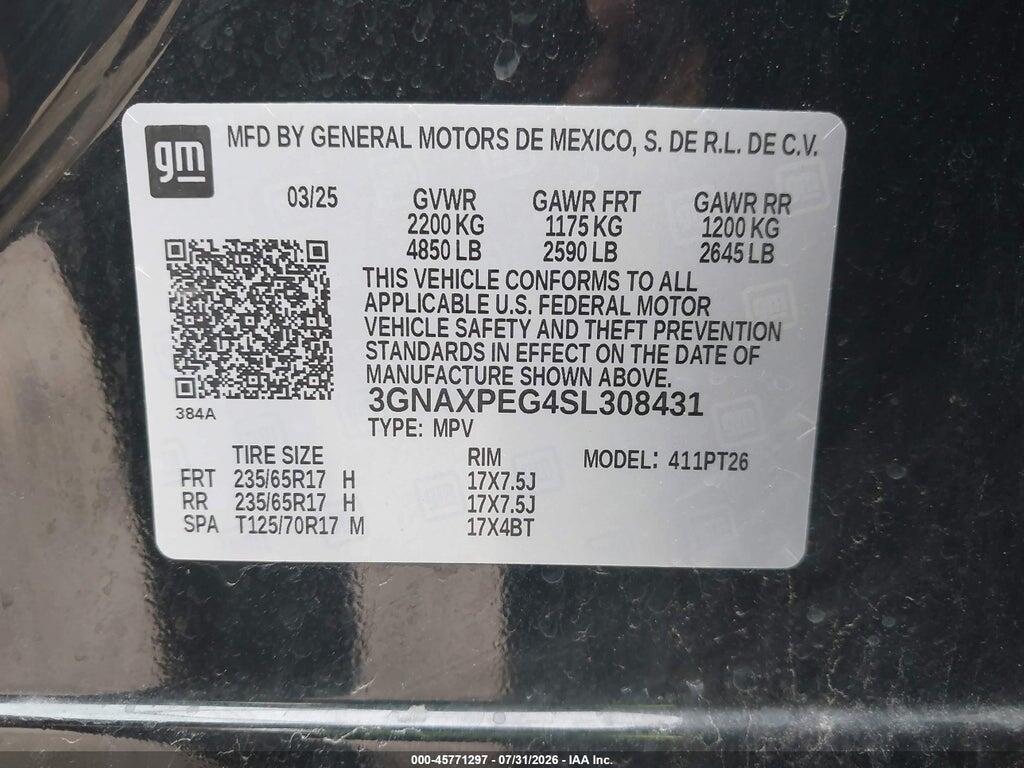 3GNAXPEG4SL308431 2025 CHEVROLET EQUINOX photo no. 9