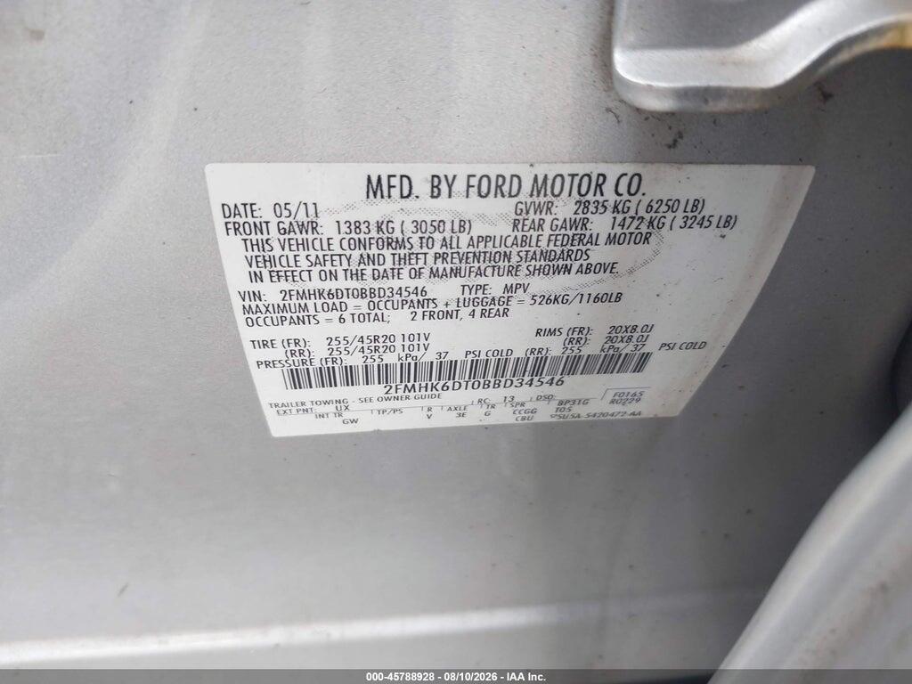 2FMHK6DT0BBD34546 2011 FORD FLEX photo no. 9