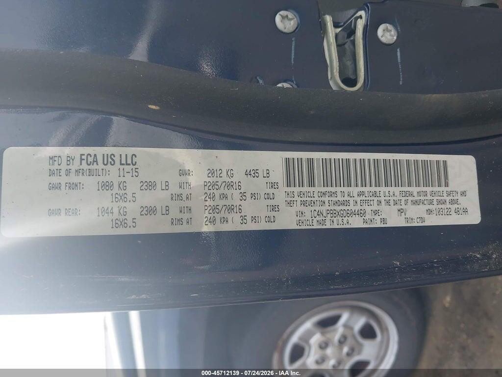 1C4NJPBBXGD604460 2016 JEEP PATRIOT photo no. 9