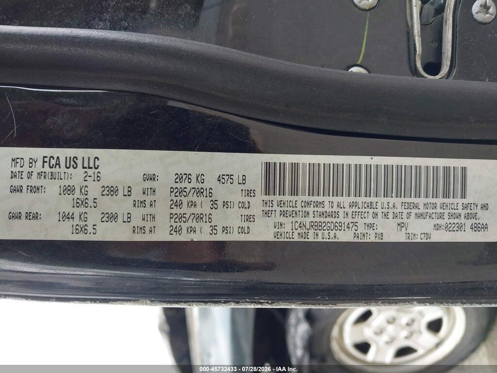 1C4NJRBB2GD691475 2016 JEEP PATRIOT photo no. 9