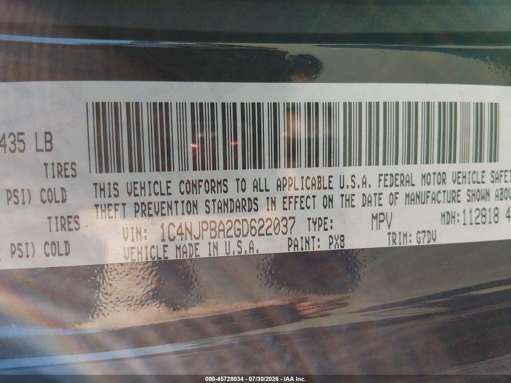 1C4NJPBA2GD622037 2016 JEEP PATRIOT photo no. 9