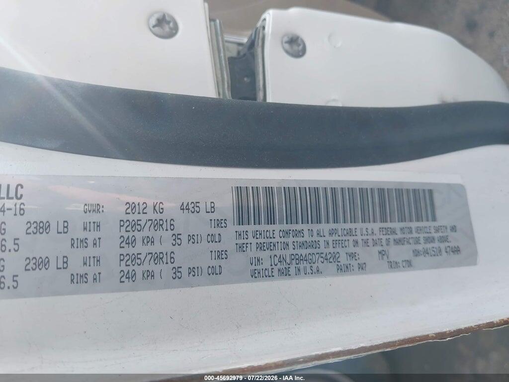 1C4NJPBA4GD754202 2016 JEEP PATRIOT photo no. 9
