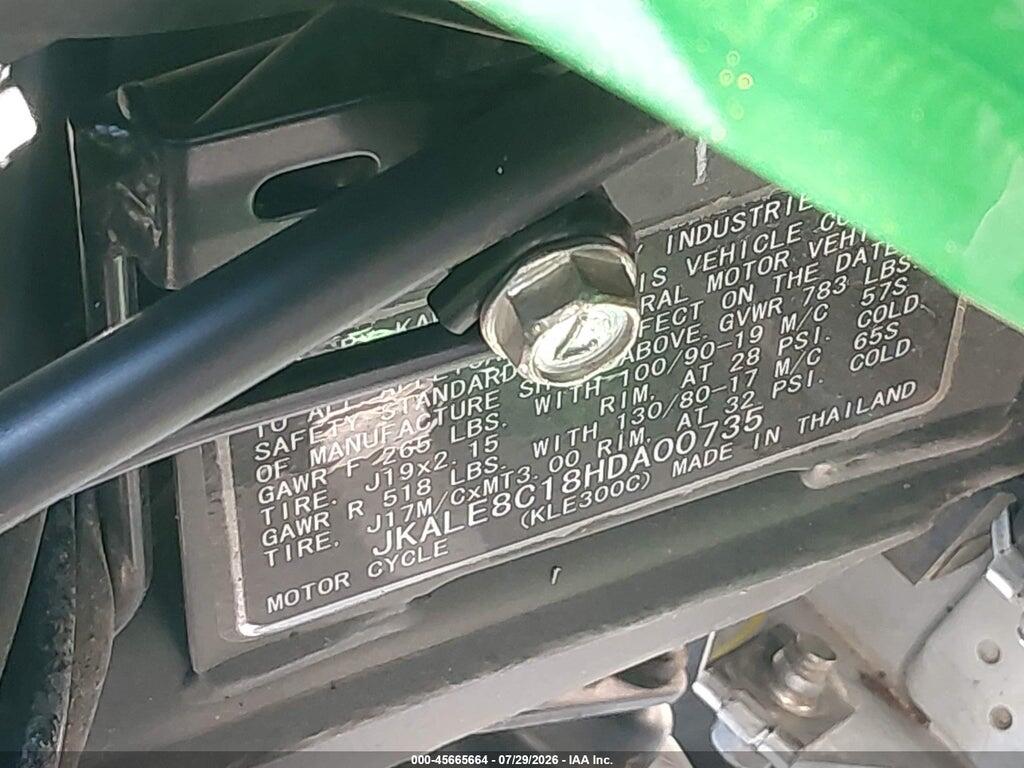 JKALE8C18HDA00735 2017 KAWASAKI KLE300 photo no. 10