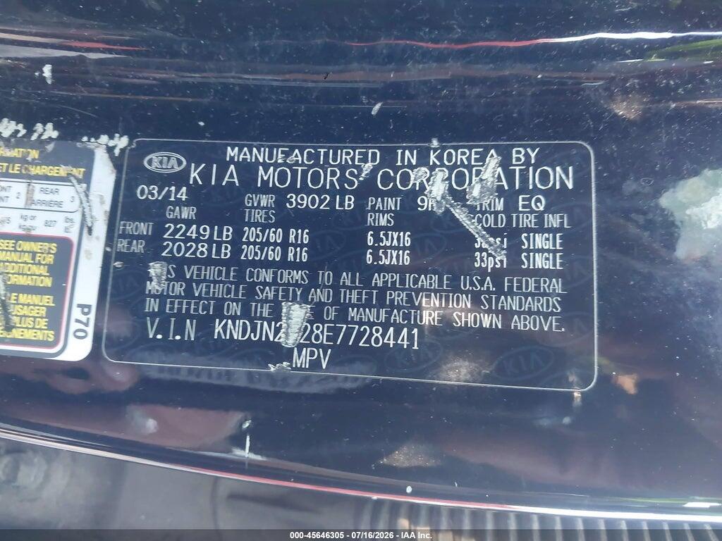 KNDJN2A28E7728441 2014 KIA SOUL photo no. 9