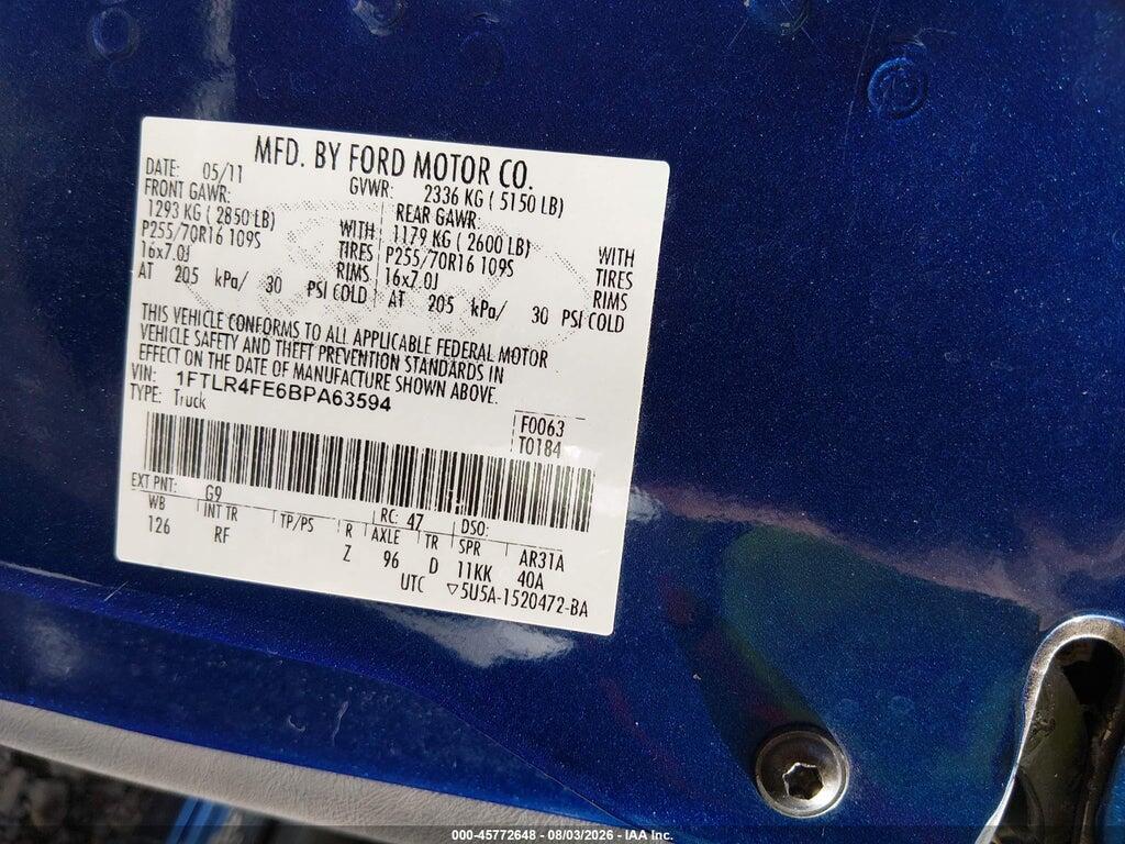 1FTLR4FE6BPA63594 2011 FORD RANGER photo no. 9