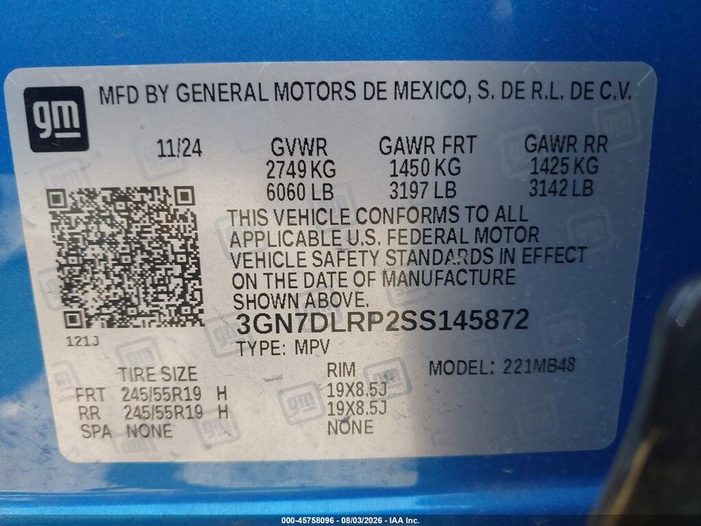 3GN7DLRP2SS145872 2025 CHEVROLET EQUINOX EV photo no. 9