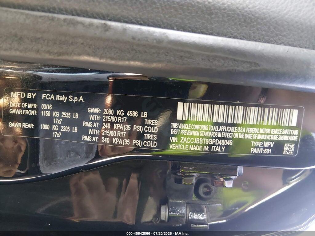 ZACCJBBT6GPD48046 2016 JEEP RENEGADE photo no. 9