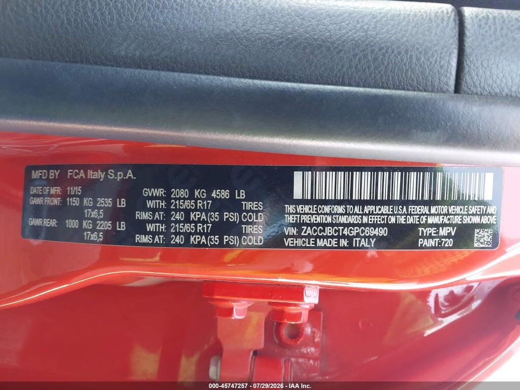 ZACCJBCT4GPC69490 2016 JEEP RENEGADE photo no. 9
