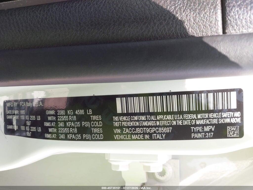 ZACCJBDT9GPC85697 2016 JEEP RENEGADE photo no. 9