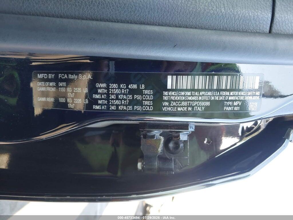 ZACCJBBT7GPD59086 2016 JEEP RENEGADE photo no. 9