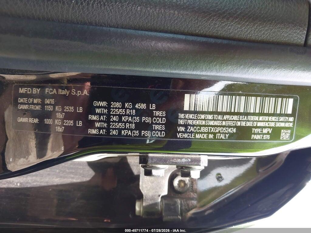 ZACCJBBTXGPD52424 2016 JEEP RENEGADE photo no. 9