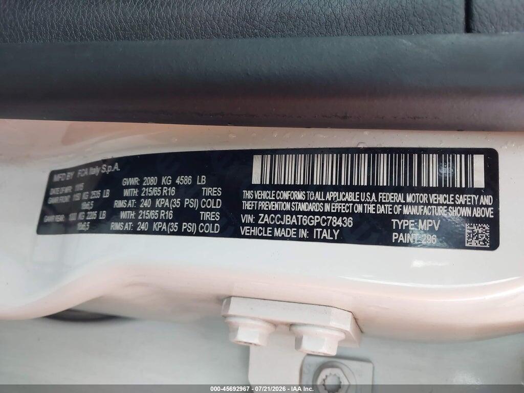 ZACCJBAT6GPC78436 2016 JEEP RENEGADE photo no. 9