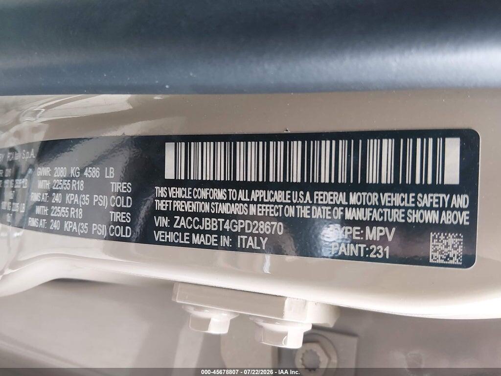 ZACCJBBT4GPD28670 2016 JEEP RENEGADE photo no. 9