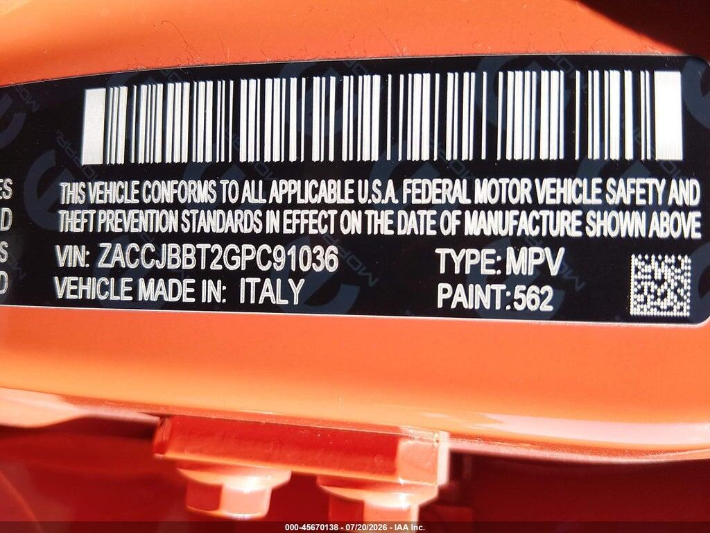 ZACCJBBT2GPC91036 2016 JEEP RENEGADE photo no. 9