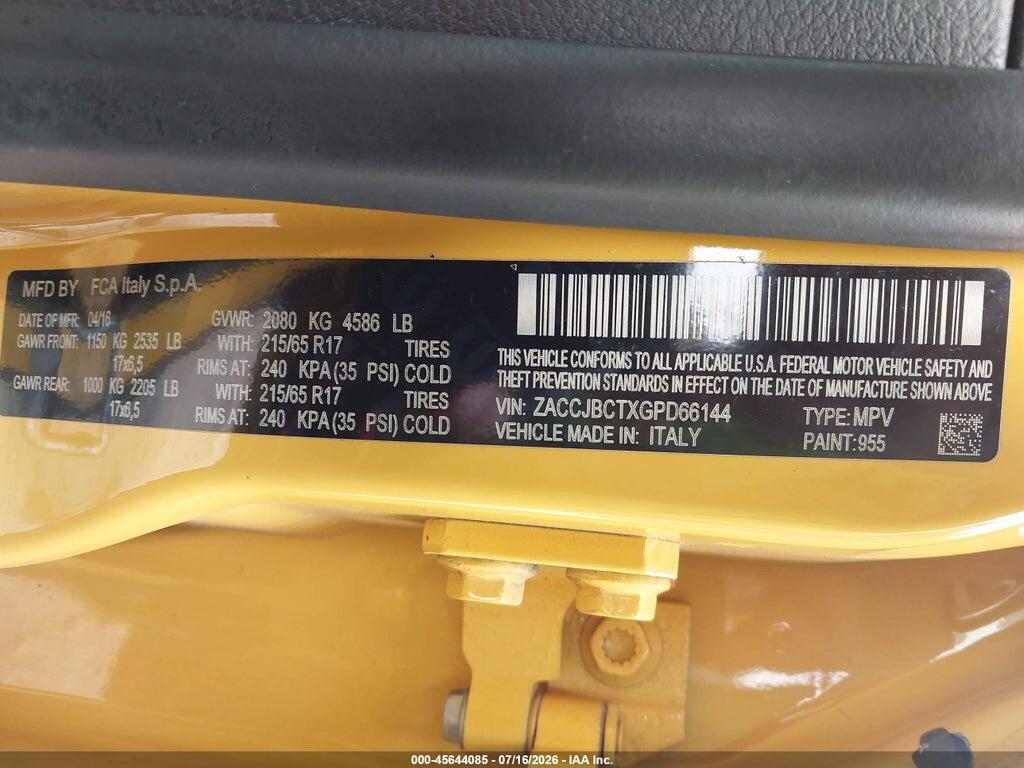 ZACCJBCTXGPD66144 2016 JEEP RENEGADE photo no. 9