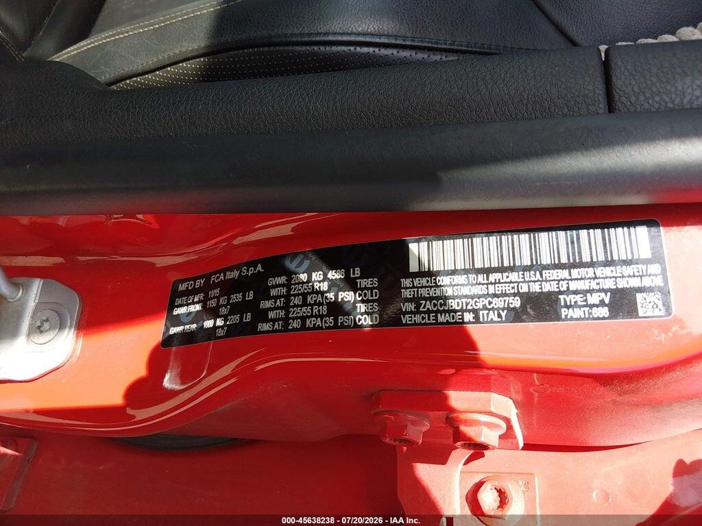 ZACCJBDT2GPC69759 2016 JEEP RENEGADE photo no. 9
