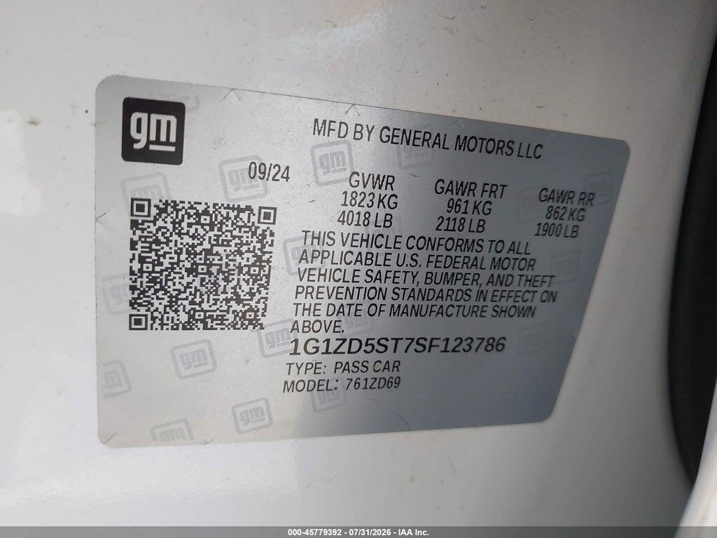 1G1ZD5ST7SF123786 2025 CHEVROLET MALIBU photo no. 9