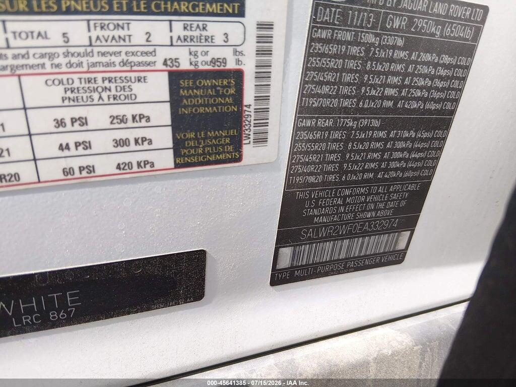 SALWR2WF0EA332974 2014 LAND ROVER RANGE ROVER SPORT photo no. 9