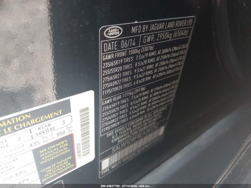 SALWR2WF8EA383252 2014 LAND ROVER RANGE ROVER SPORT photo no. 9