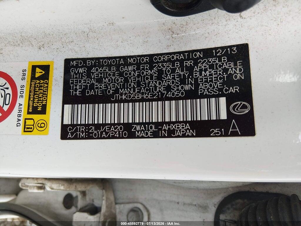 JTHKD5BH6E2174050 2014 LEXUS CT 200H photo no. 9