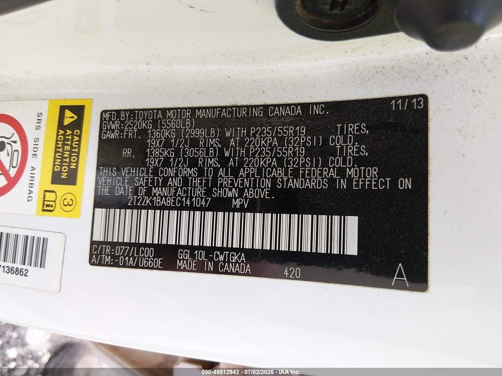 2T2ZK1BA8EC141047 2014 LEXUS RX 350 photo no. 9