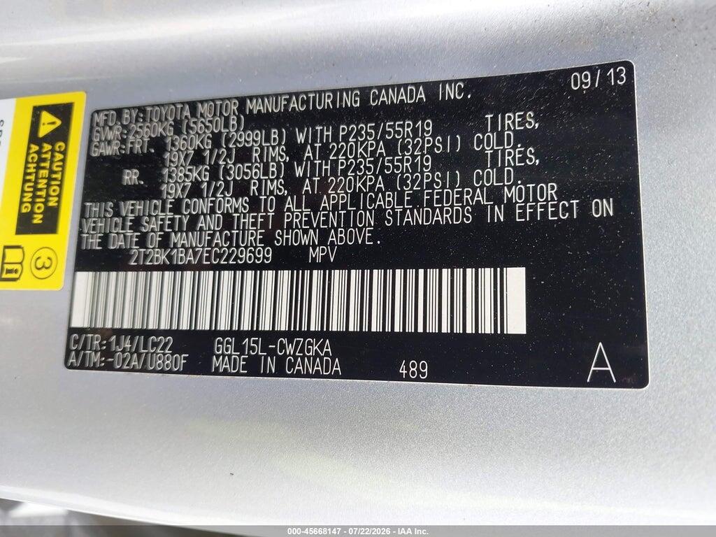 2T2BK1BA7EC229699 2014 LEXUS RX 350 photo no. 9